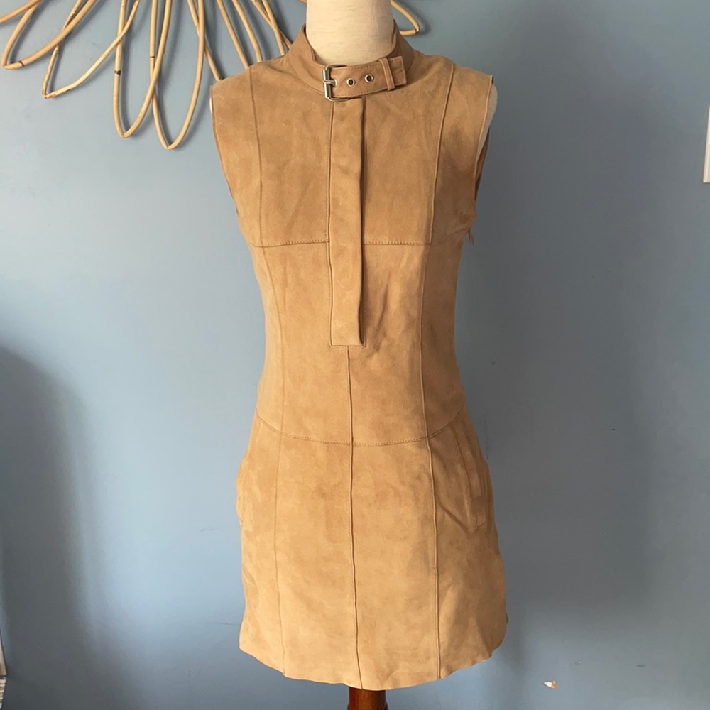Suede Bebe Mini Dress w/ pockets - Size 0
